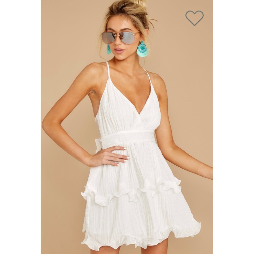White Ruffle Crepe Dress - Picture 3 of 11